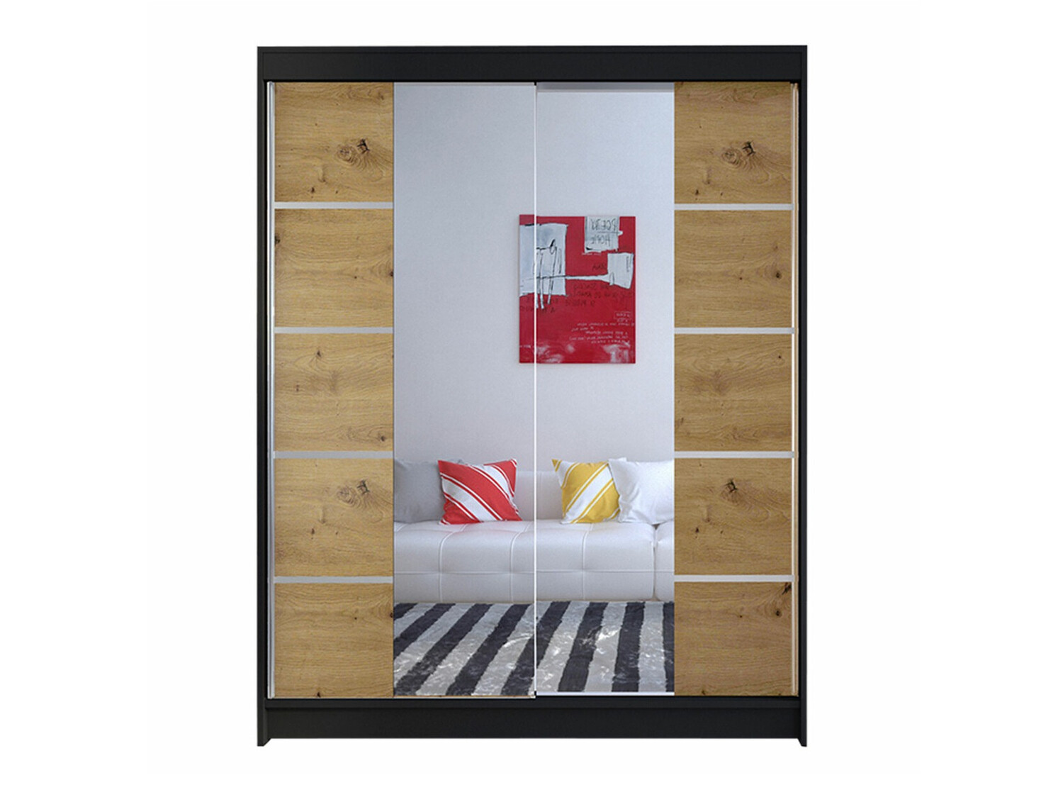 Garderobna omara Closico Vastor V (Črna + Artisan hrast)