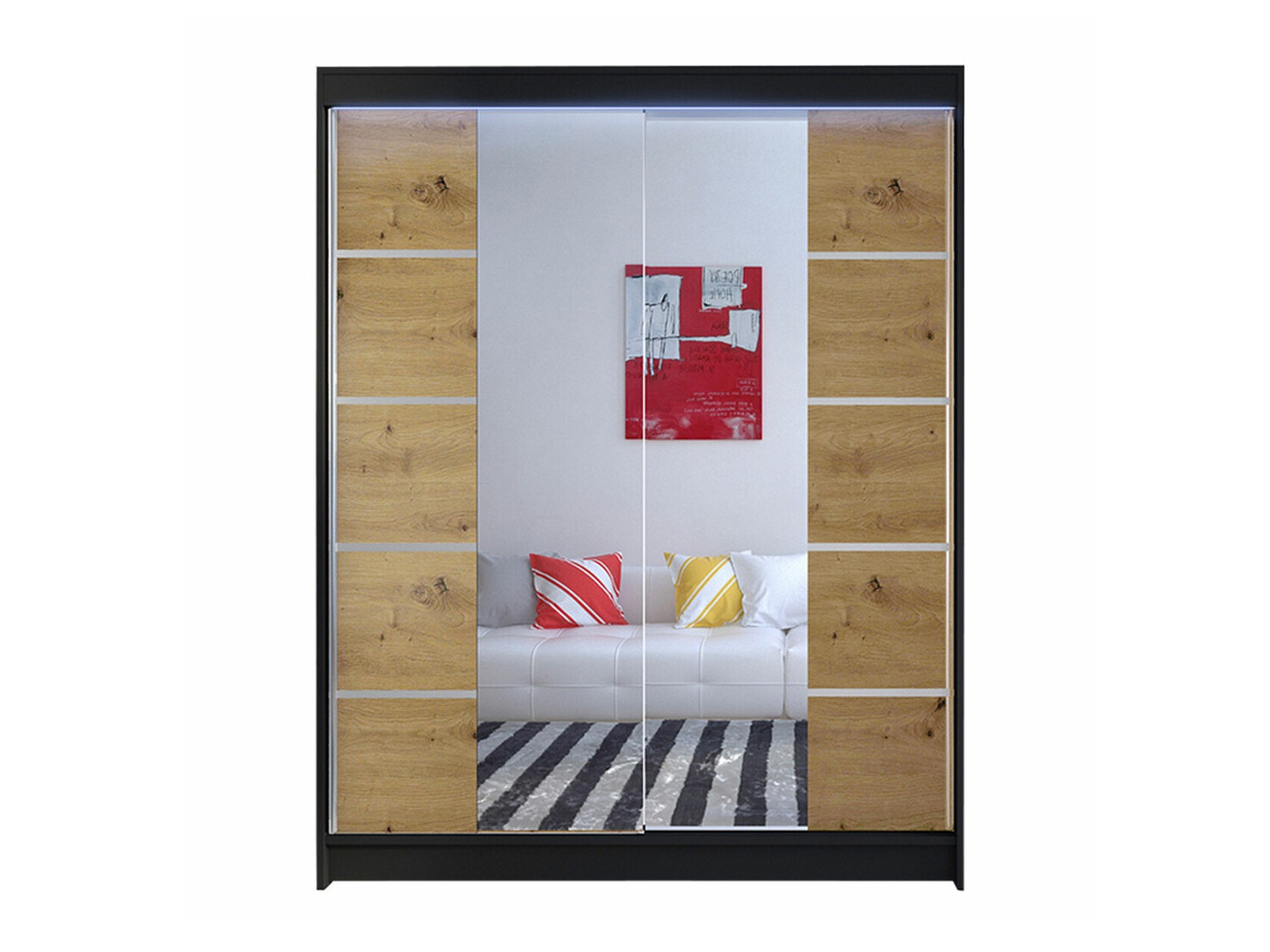 Garderobna omara Closico Vastor V (Črna + Artisan hrast)