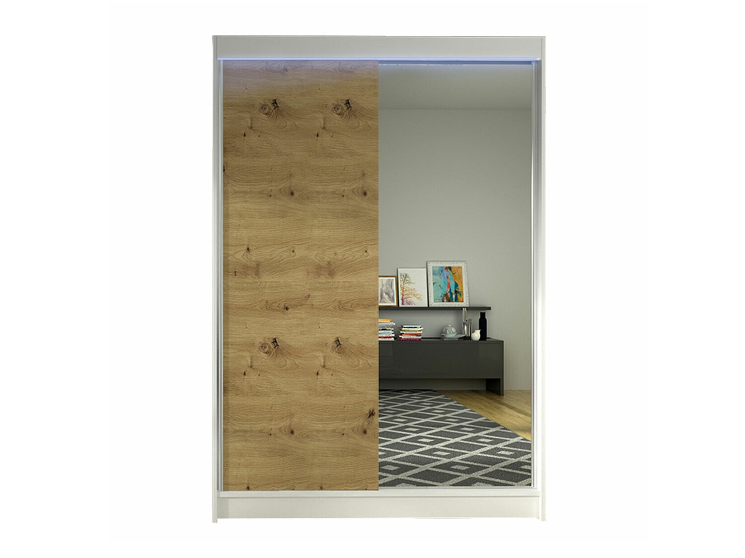 Garderobna omara Closico 147 (Bela + Artisan hrast)