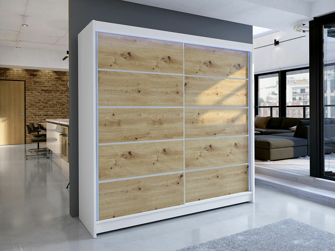 Garderobna omara Closico Cavaris IV (Bela + Artisan hrast)