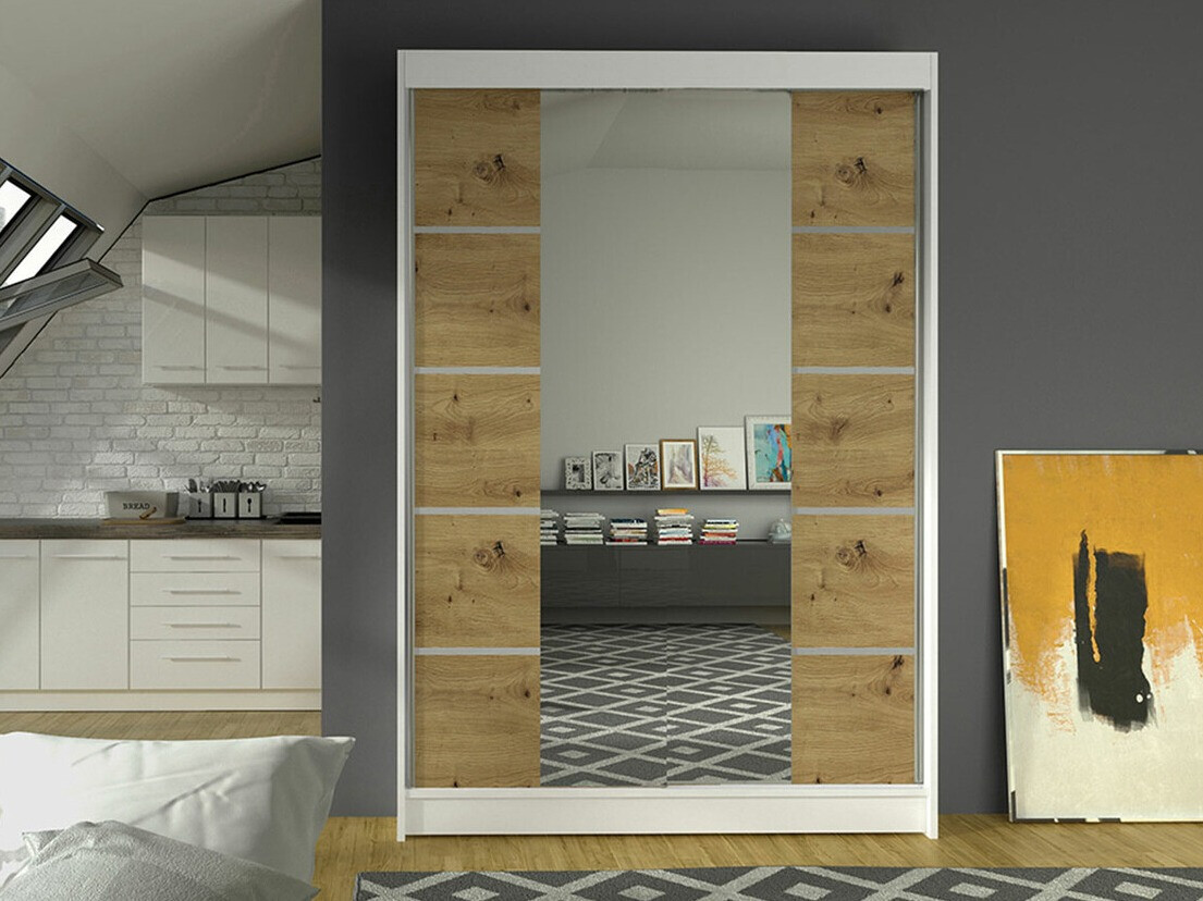 Garderobna omara Closico Salvor V (Bela + Artisan hrast)