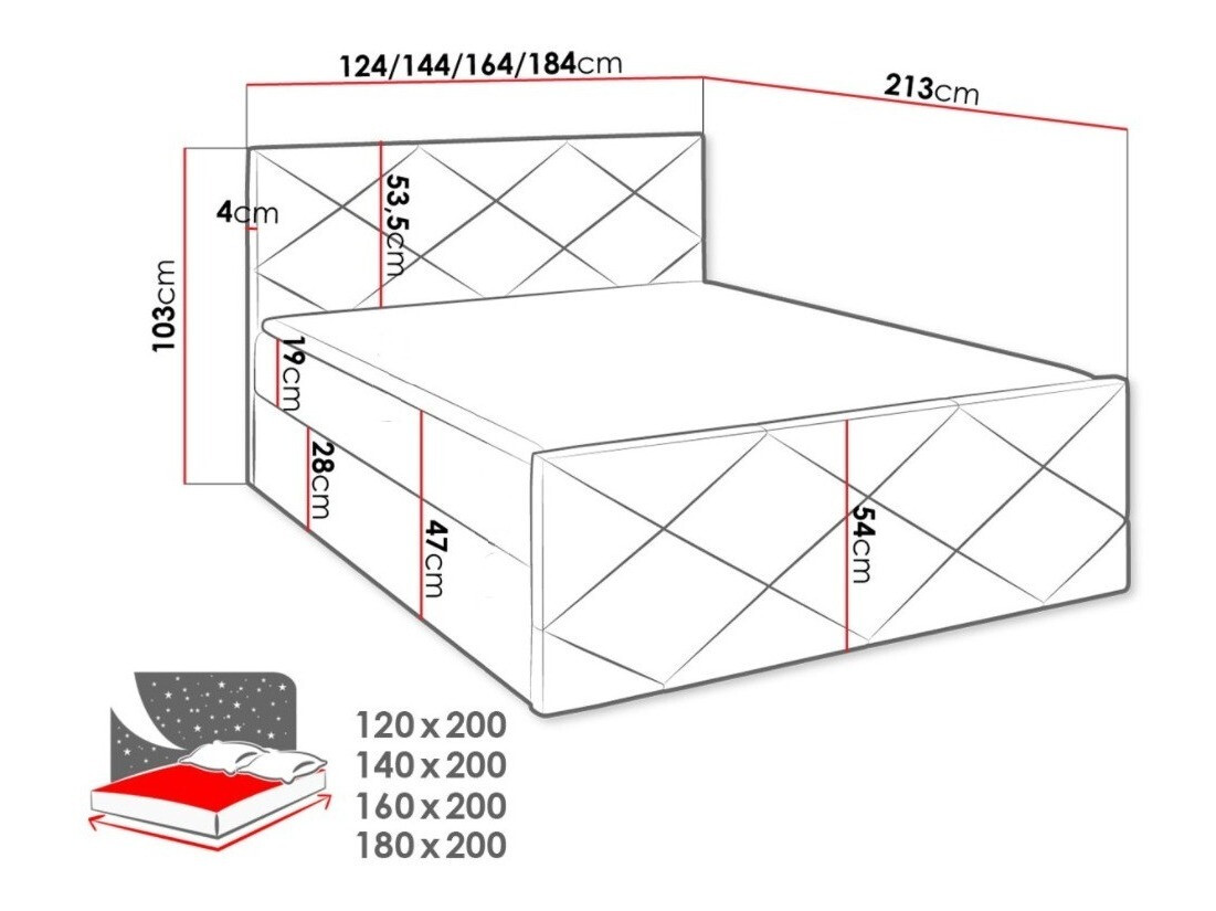 Boxspring postelja Mons (Muna 08)