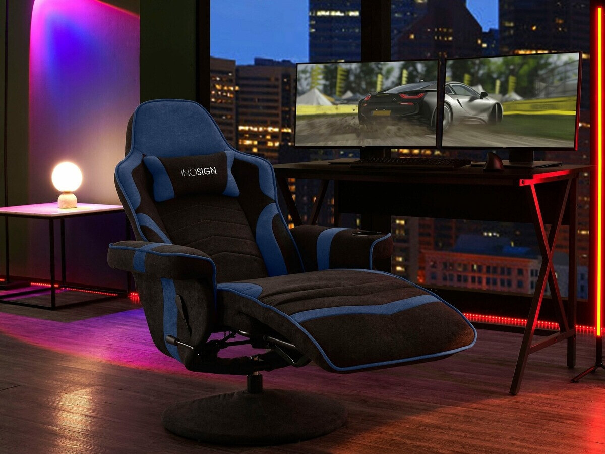 Gaming stol Denton 587 (Črna + Modra)