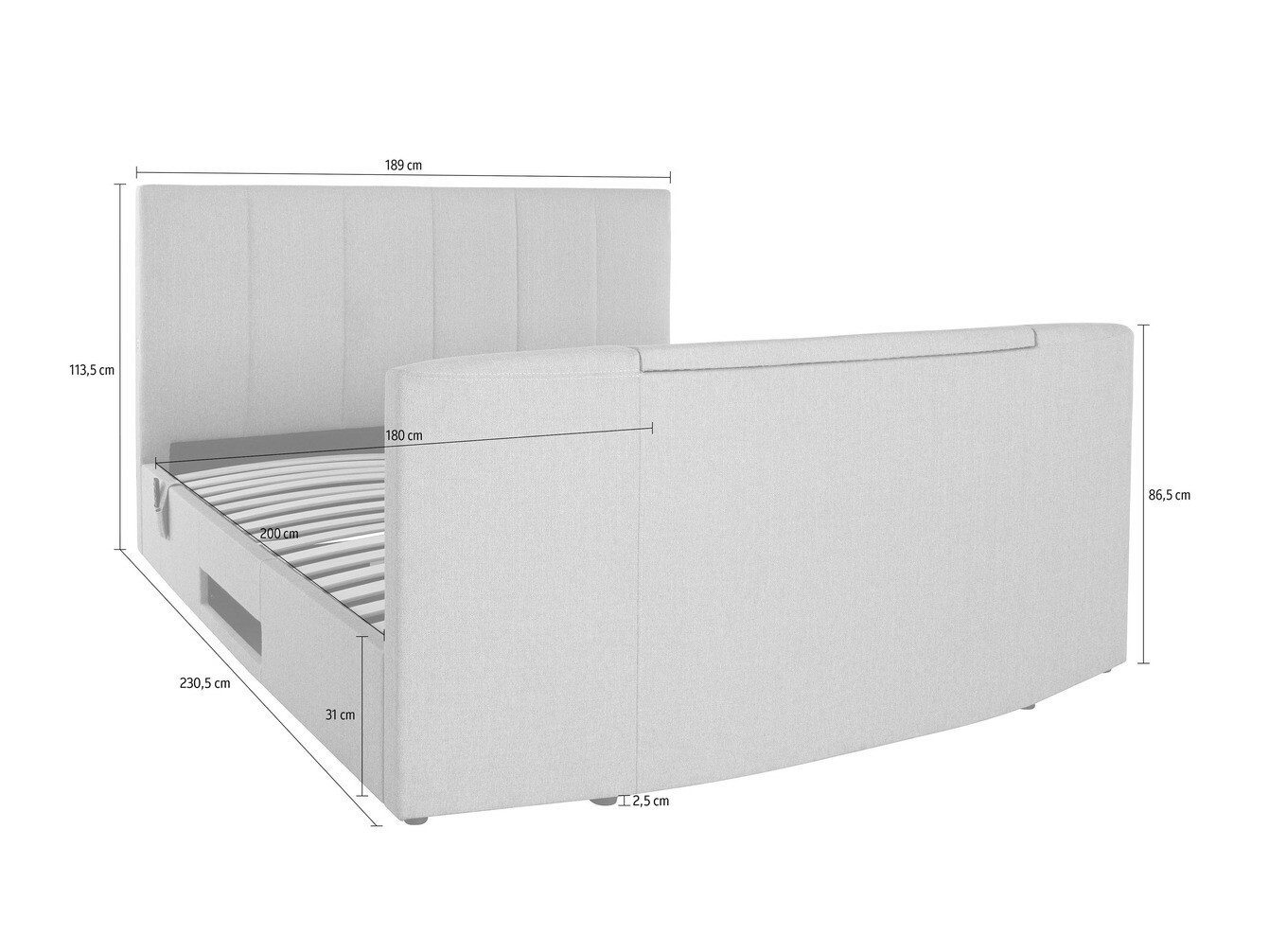Postelja Denton 589 (Svetlo siva)