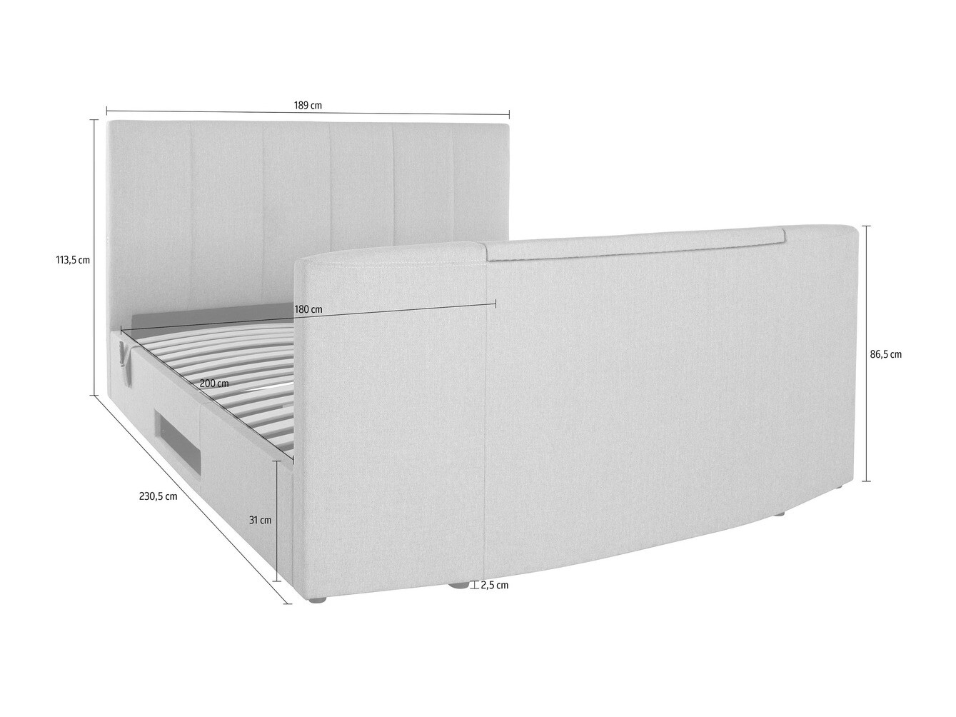 Postelja Denton 589 (Temno siva)