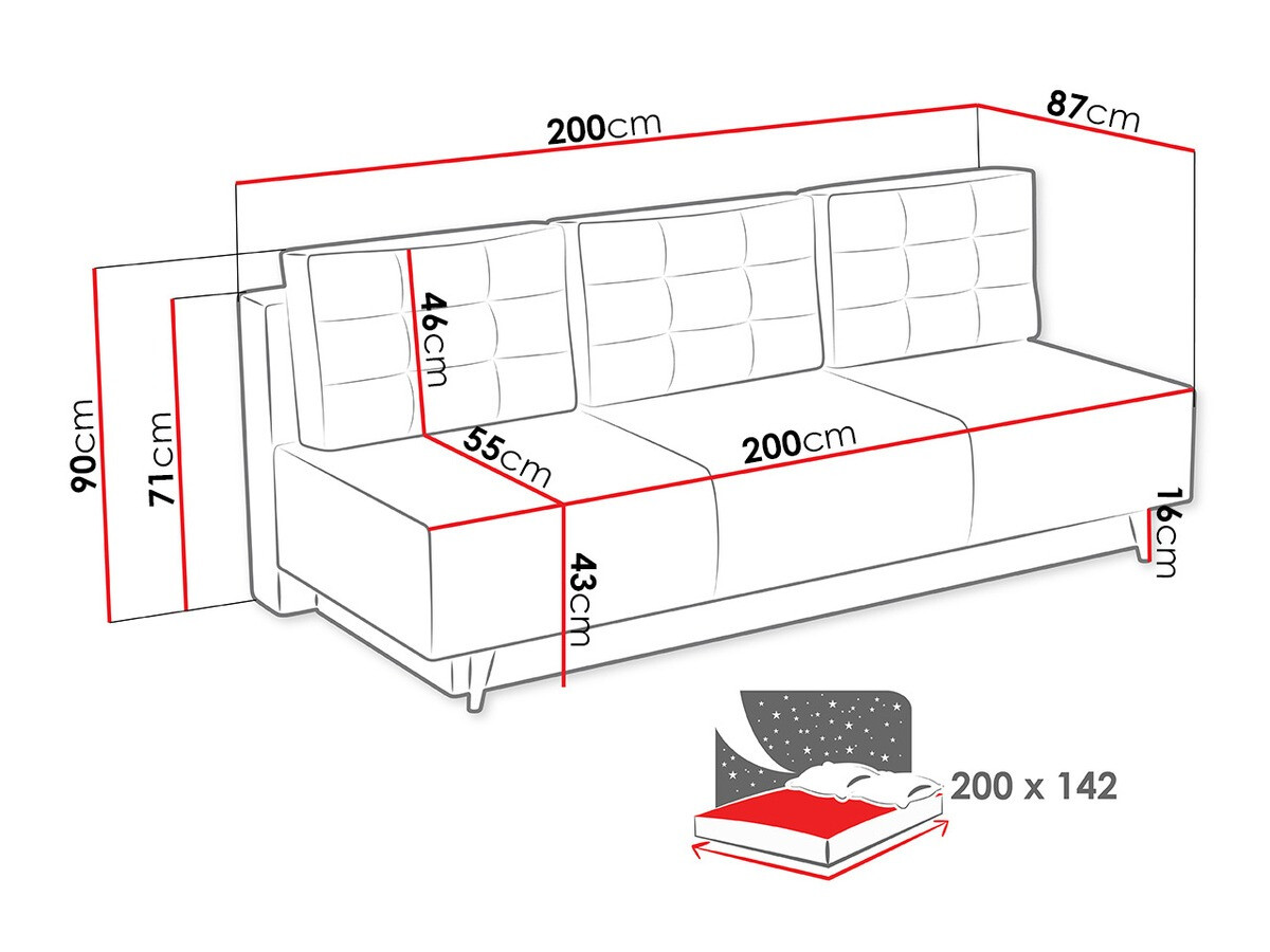Raztegljiv kavč Columbus 140