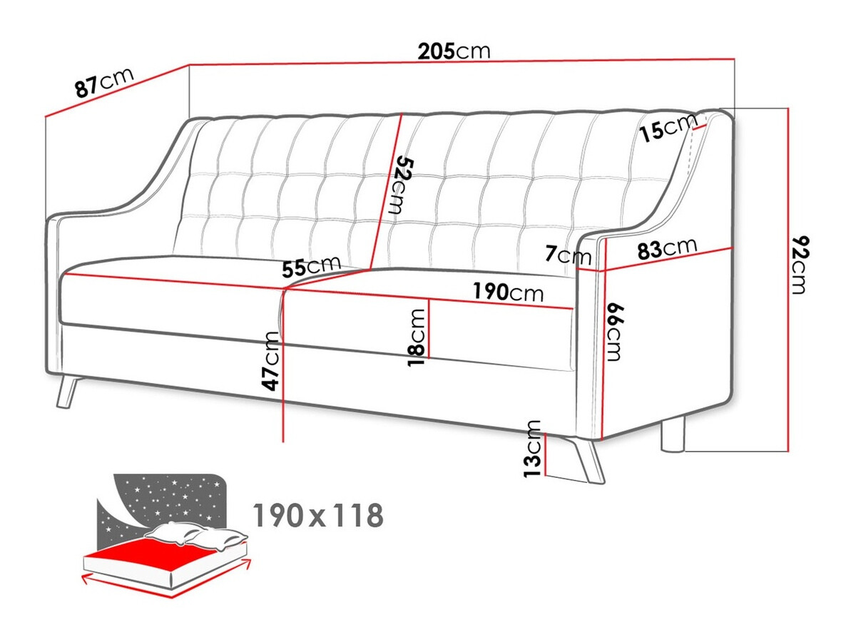 Kavč z ležiščem Columbus 155 (Inari 23)