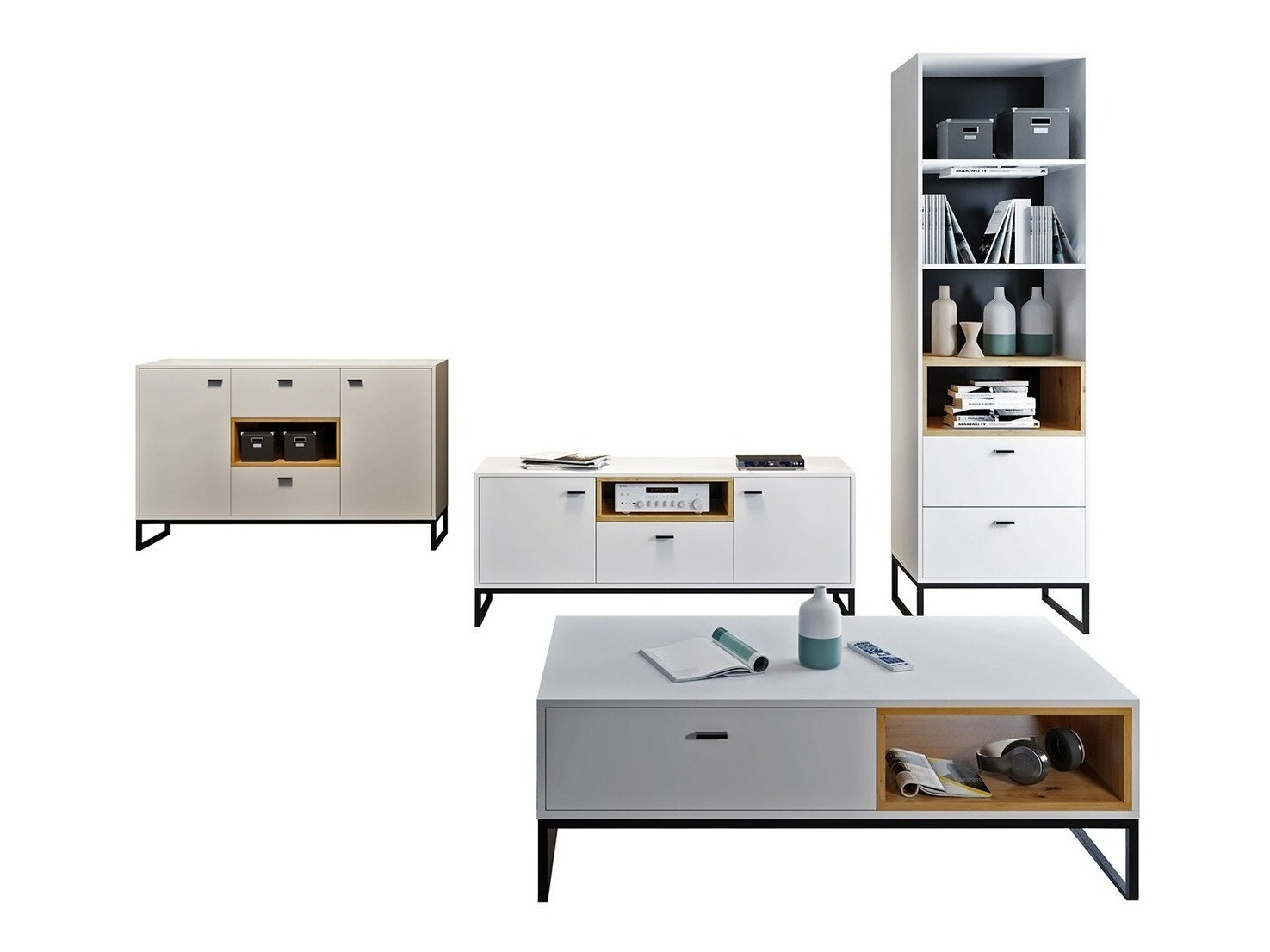 Dnevni prostor Baltesi 109 (Bela + Artisan hrast)