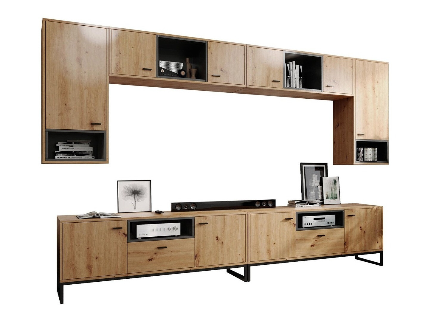 Dnevni prostor Baltesi 113 (Artisan hrast + Črna)