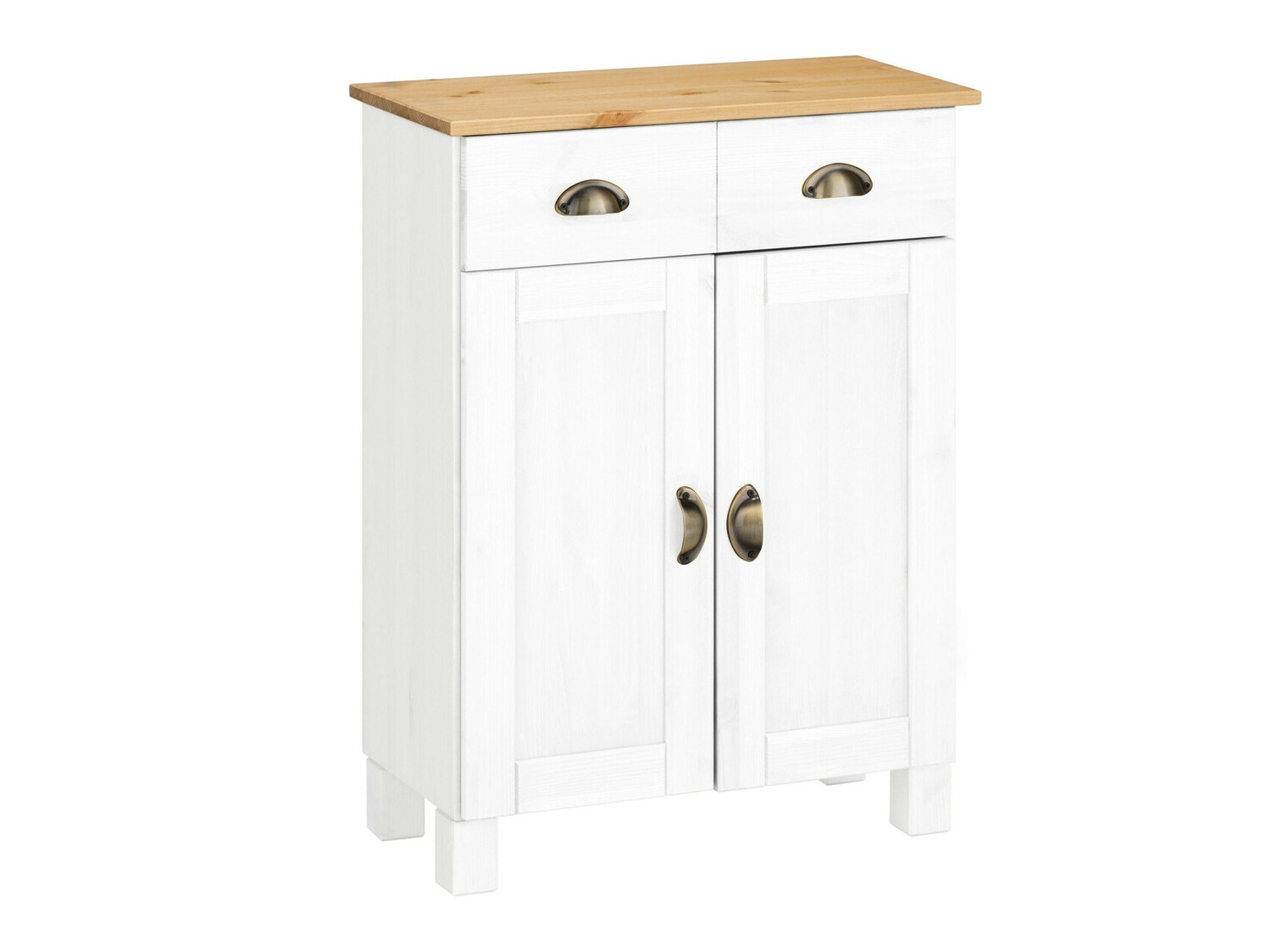 Prostostoječa Kopalniška omarica Serelbu 104 (Bela + Svetlo rjava)