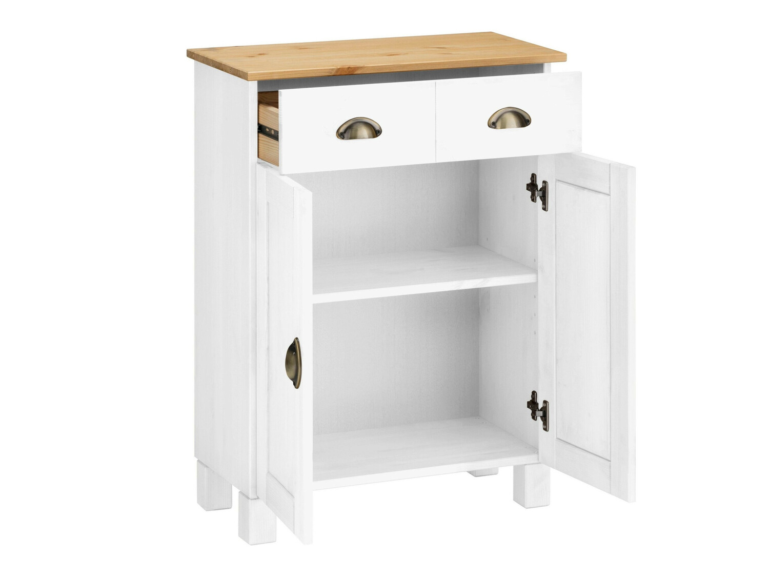 Prostostoječa Kopalniška omarica Serelbu 104 (Bela + Svetlo rjava)