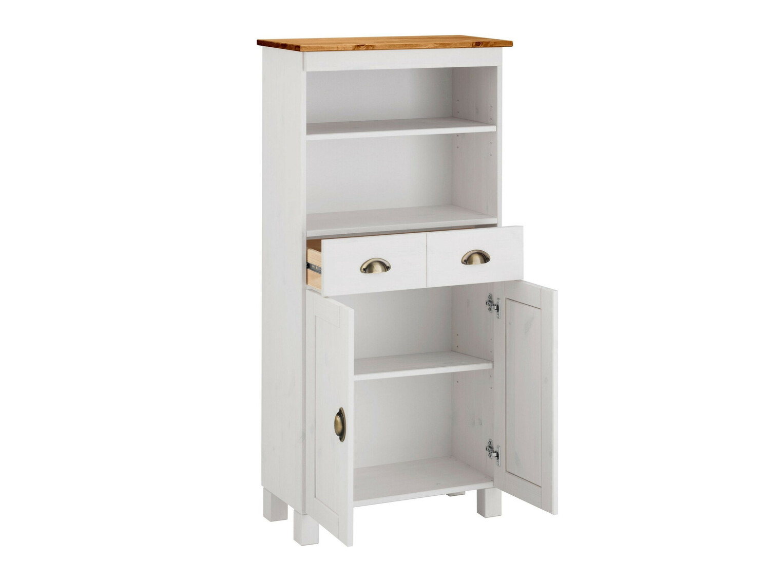 Prostostoječa Kopalniška omarica Serelbu 105 (Bela + Svetlo rjava)