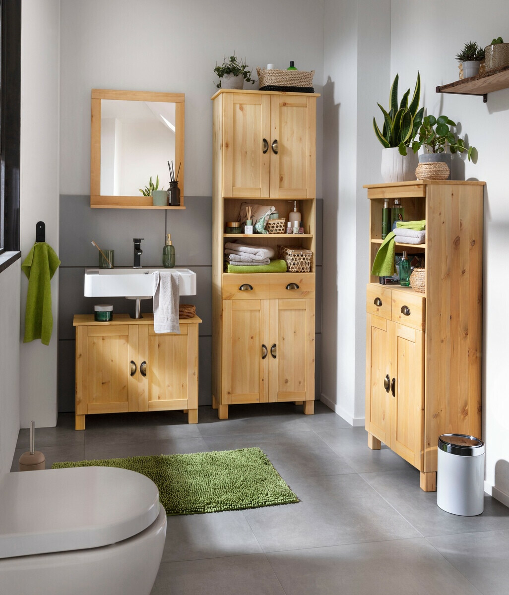 Prostostoječa Kopalniška omarica Serelbu 105 (Svetlo rjava)