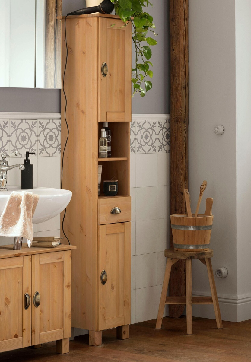 Prostostoječa Kopalniška omarica Serelbu 107 (Svetlo rjava)