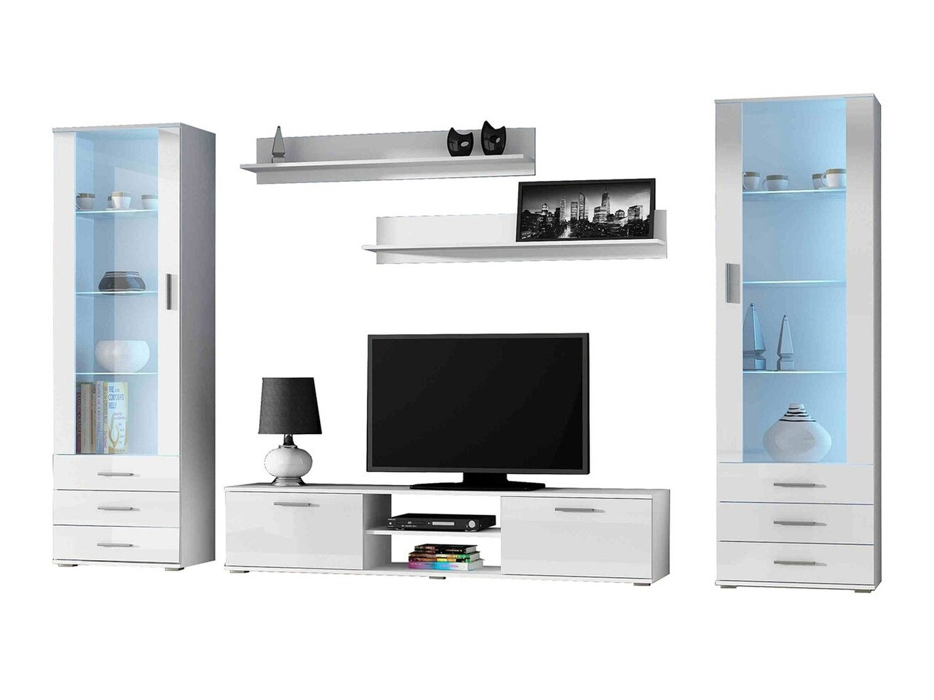 Komplet za dnevno sobo Tornola 109 (Bela + Sijaj bela)