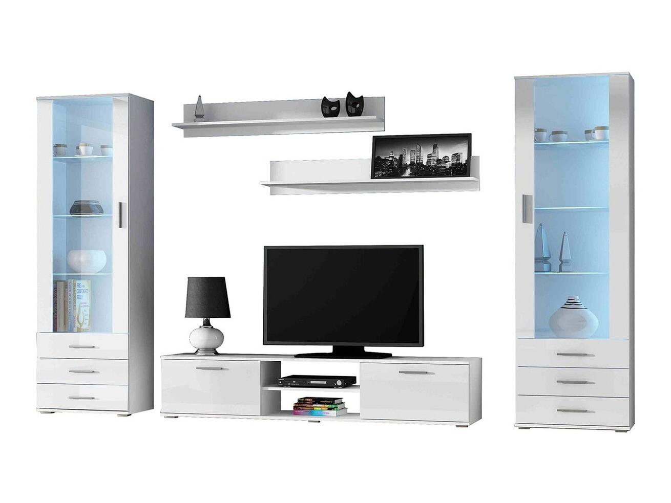 Komplet za dnevno sobo Tornola 109 (Bela + Sijaj bela)