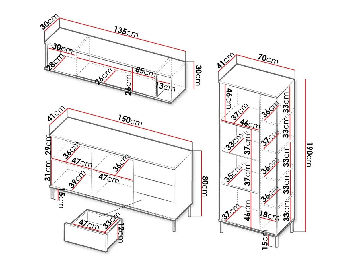 Komplet za dnevno sobo Lomsore 110 (Bela)