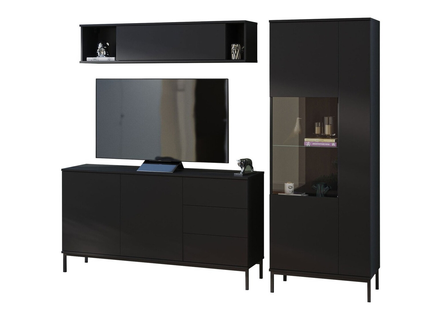 Komplet za dnevno sobo Lomsore 110 (Črna)