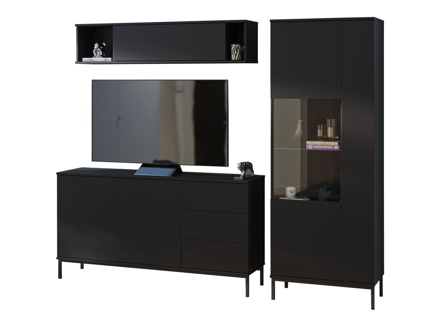 Komplet za dnevno sobo Lomsore 110 (Črna)