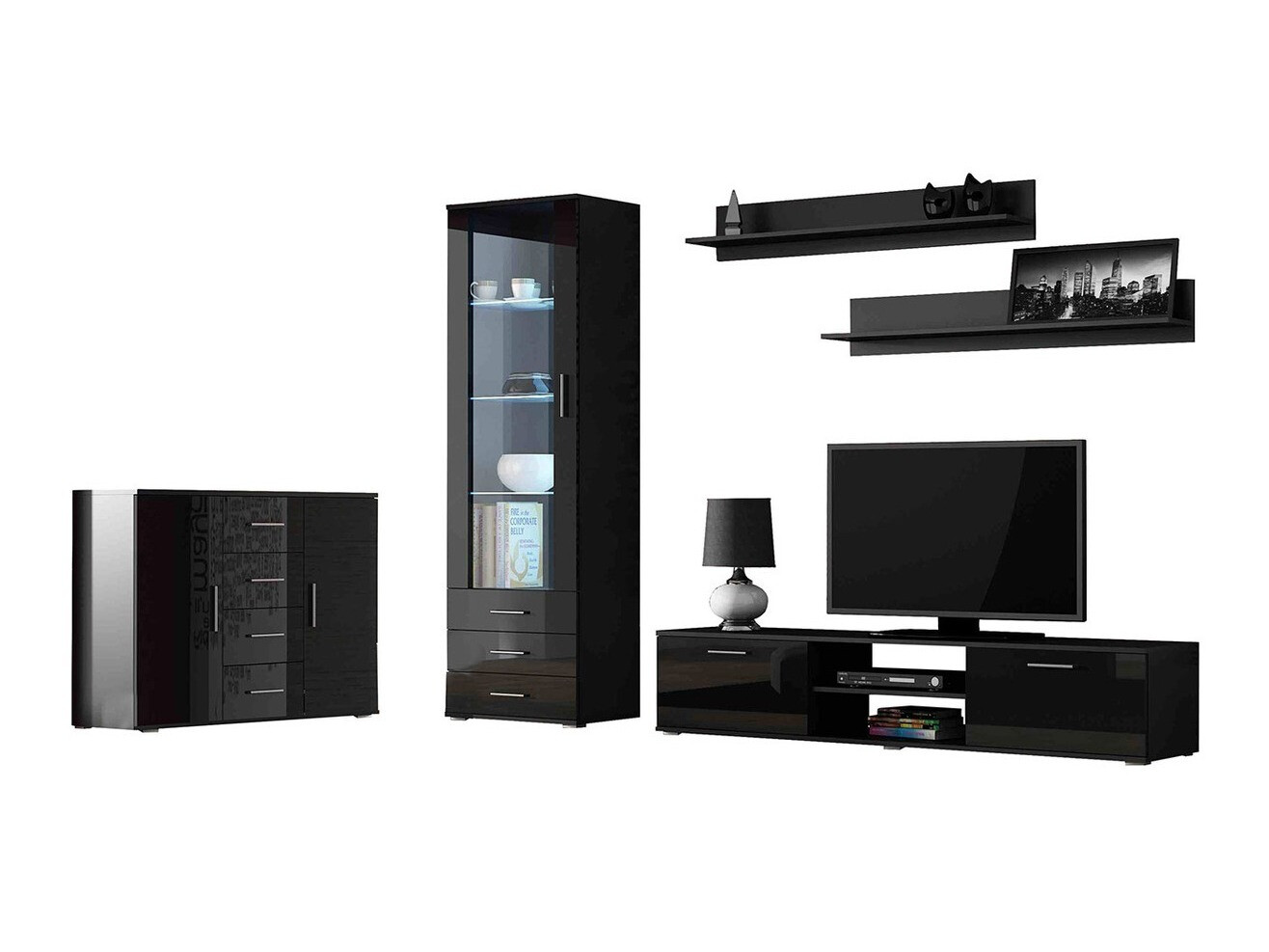 Dnevni prostor Tornola 108 (Črna + Sijaj črna)