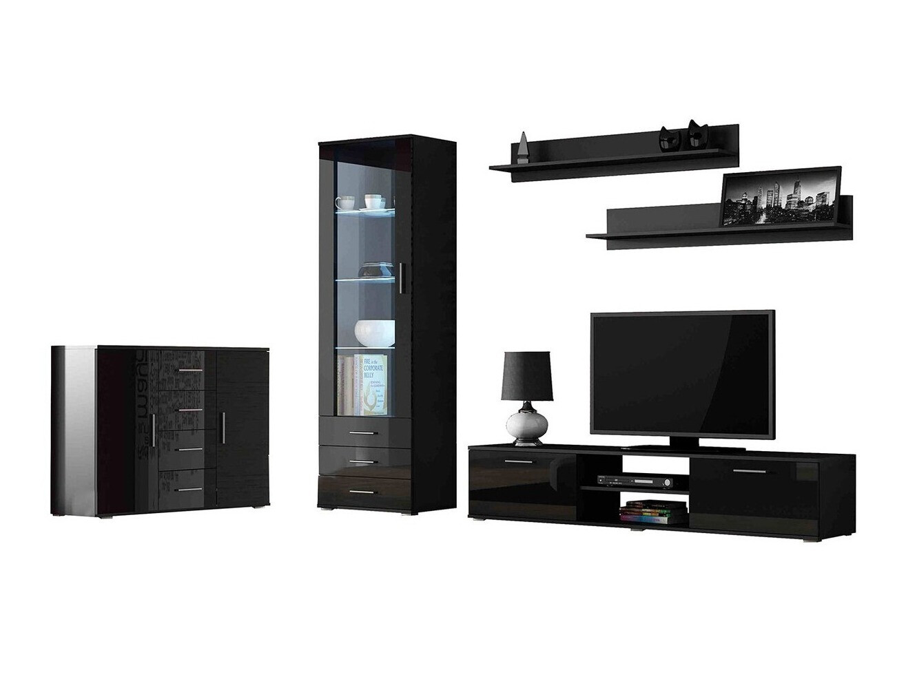 Dnevni prostor Tornola 108 (Črna + Sijaj črna)