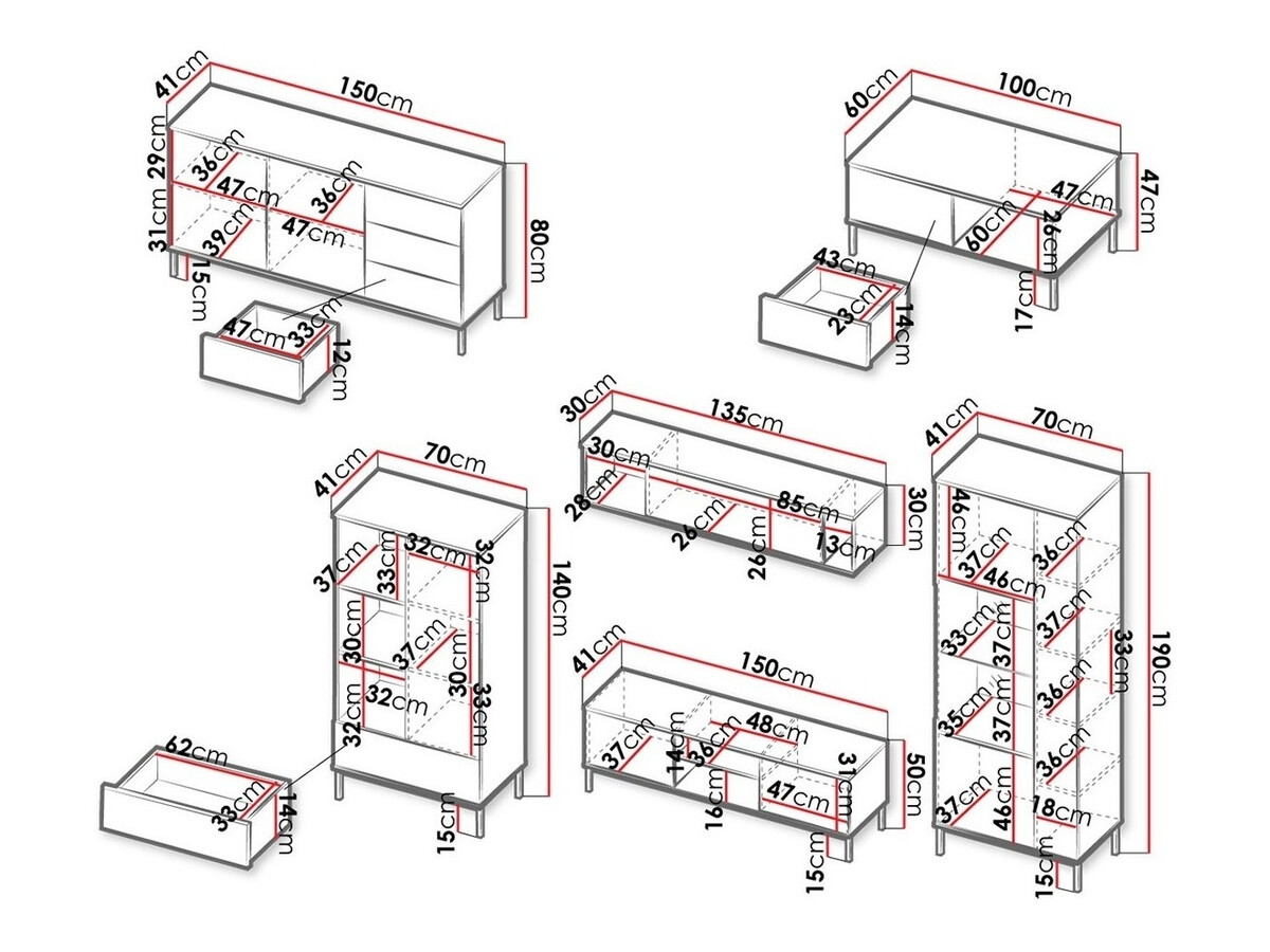 Komplet za dnevno sobo Lomsore 107 (Črna)
