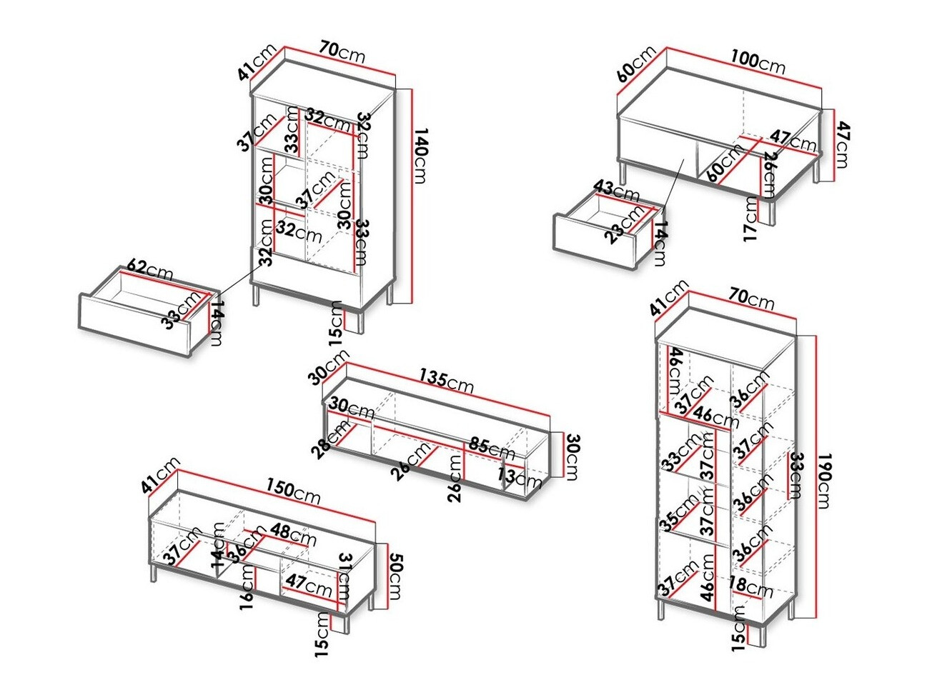 Komplet za dnevno sobo Lomsore 108 (Bela)