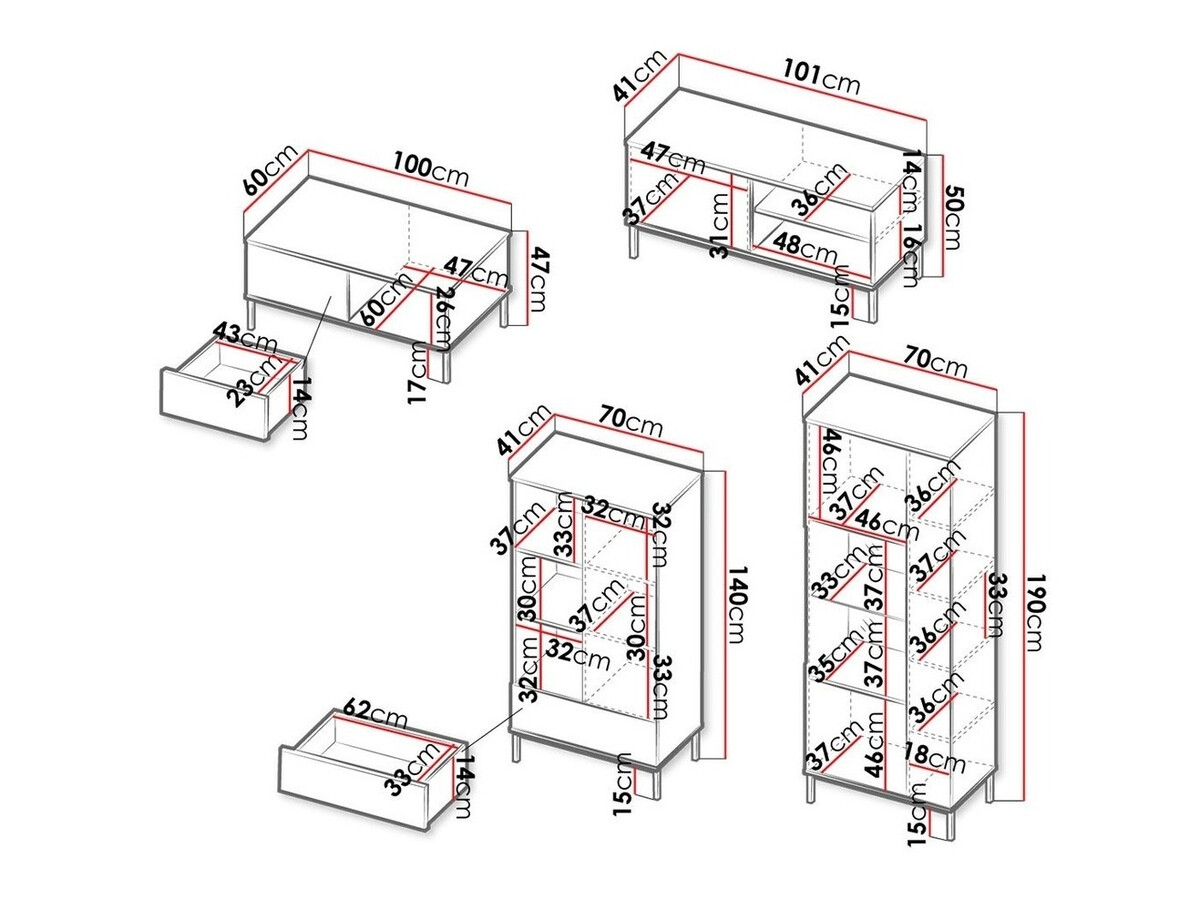 Komplet za dnevno sobo Lomsore 109 (Svetel les)