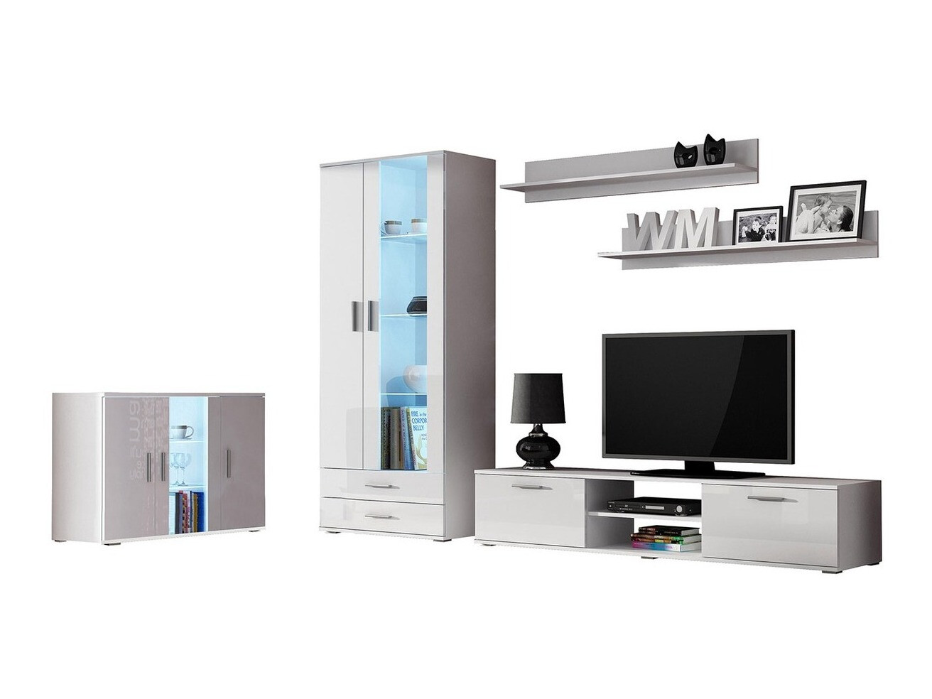 Komplet za dnevno sobo Tornola 116 (Bela + Sijaj bela)