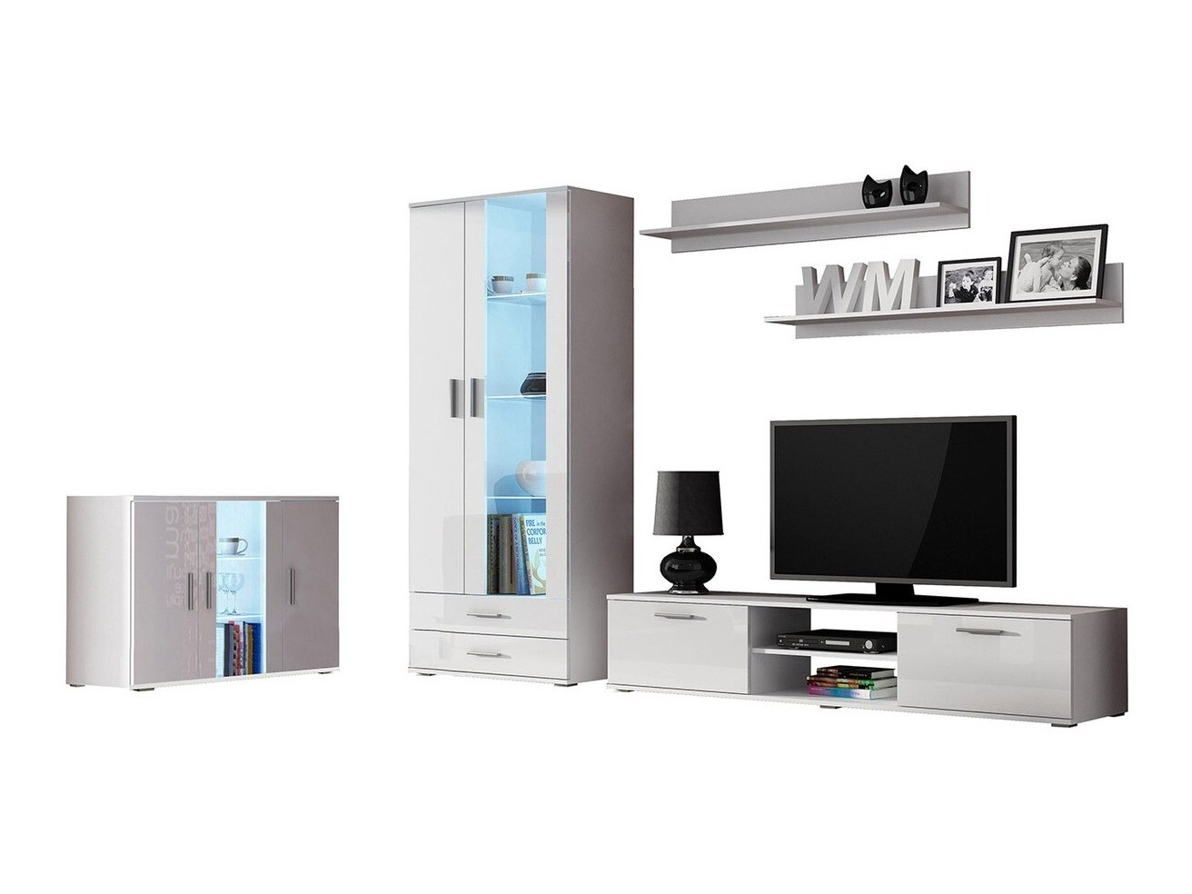 Komplet za dnevno sobo Tornola 116 (Bela + Sijaj bela)