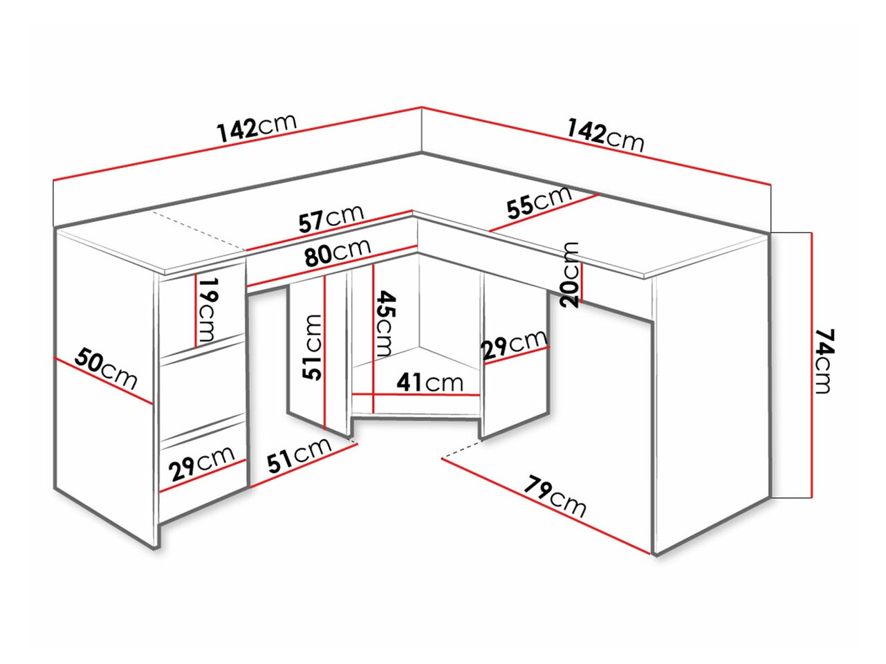 Kotna pisalna miza Comfivo Insuler