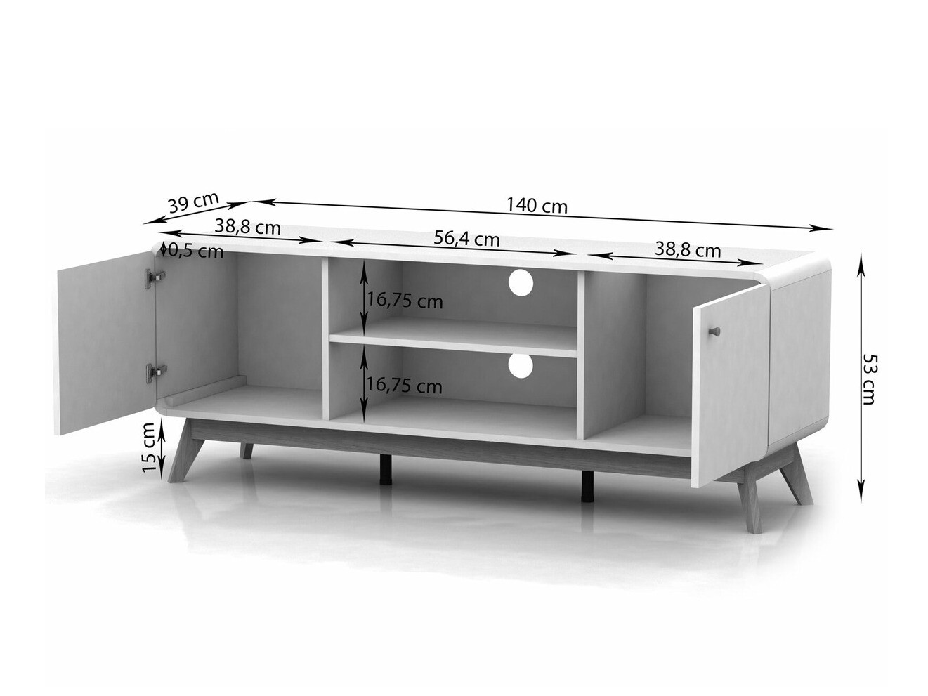 Komplet za dnevno sobo Elbtena 113 (Hrast + Bela)