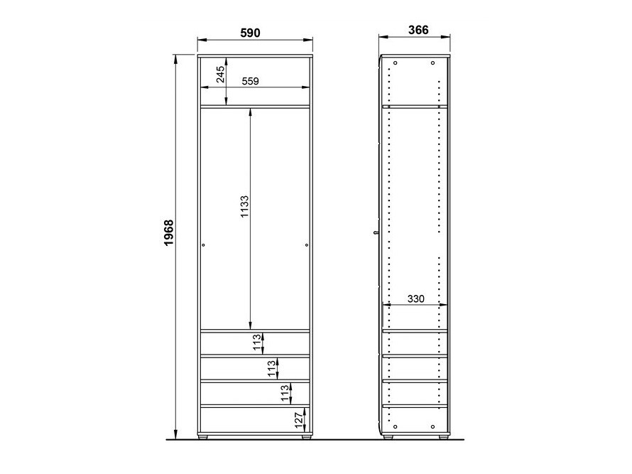 Garderobna omara Livromu 107 (Sijaj bela + Bela)