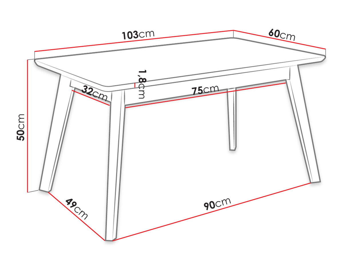 Klubska mizica Racine 116 (Črna)