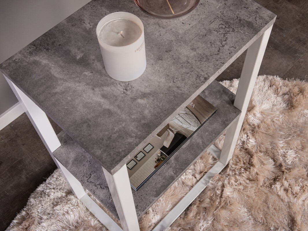 Stranska mizica Dallas 260 (Beton + Bela)