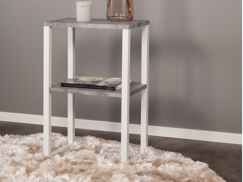 Stranska mizica Dallas 260 (Beton + Bela)