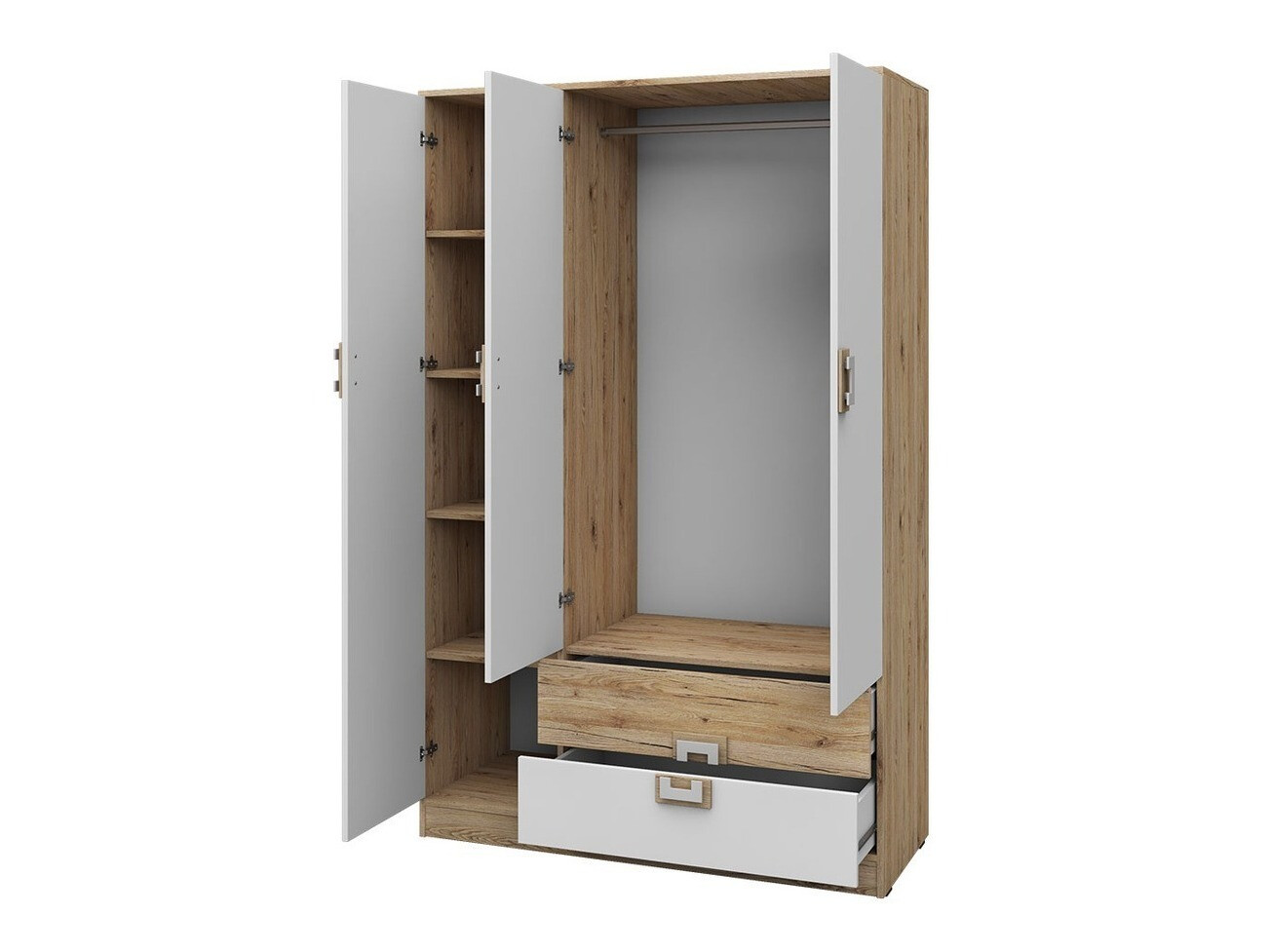 Garderobna omara Tolfere 103 (Lahki hrast + Bela)