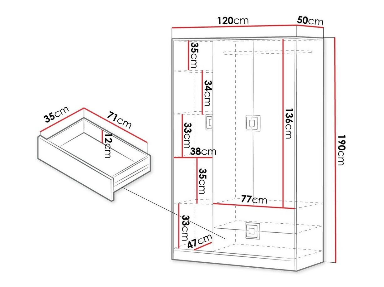 Garderobna omara Tolfere 103 (Lahki hrast + Bela)