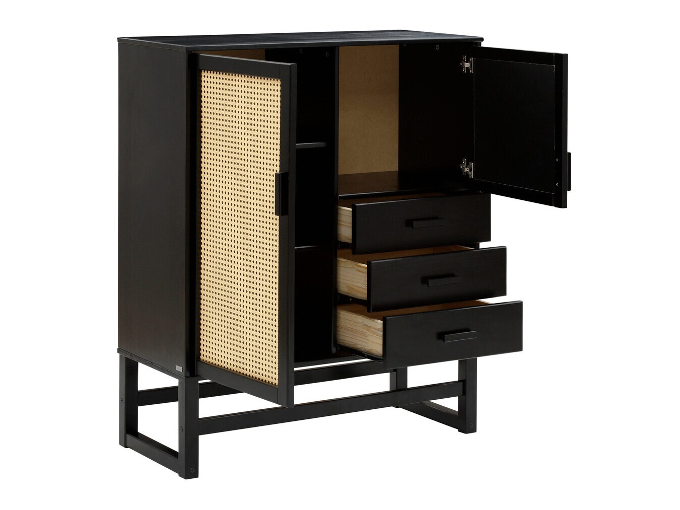 Komoda Nucalu 104 (Črna + Svetlo rjava)