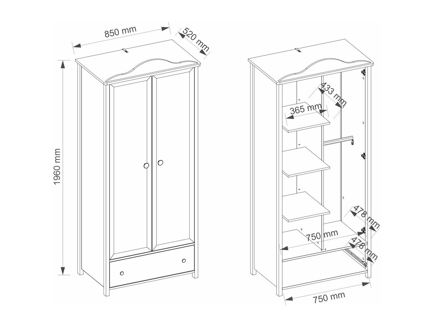 Garderobna omara Elblive 130