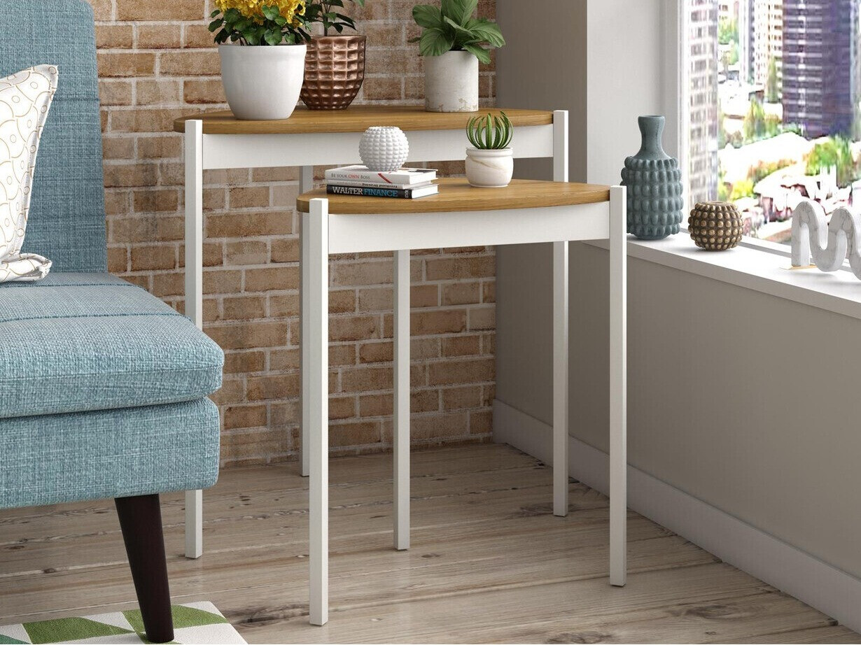 Komplet stranskih mizic Novogratz 154 (Bela + Oreh)