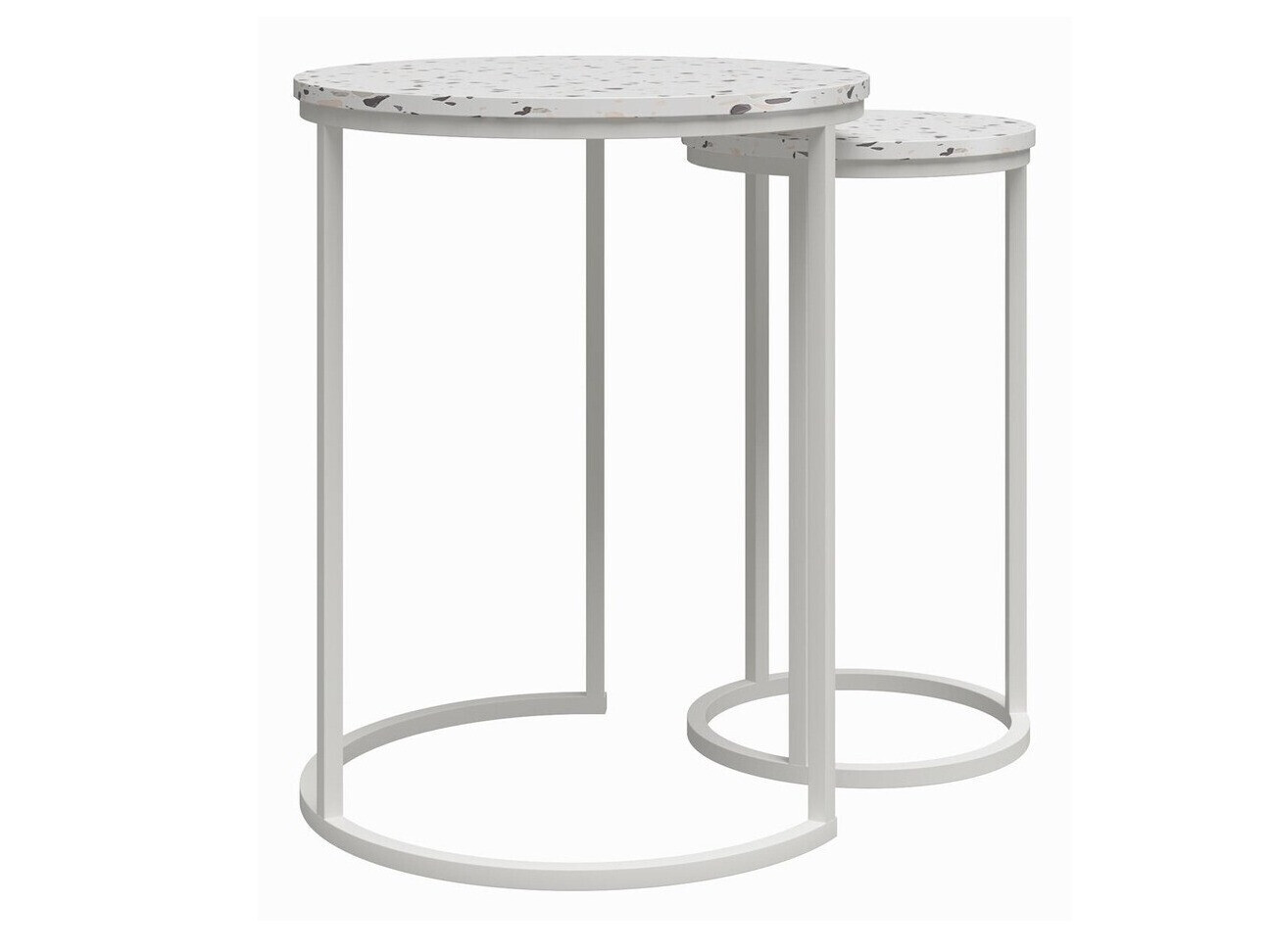 Komplet stranskih mizic Tulsa 705 (Terazzo + Bela)