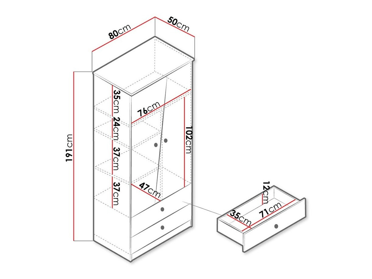 Garderobna omara Almira 100 (Artisan hrast + Bela)