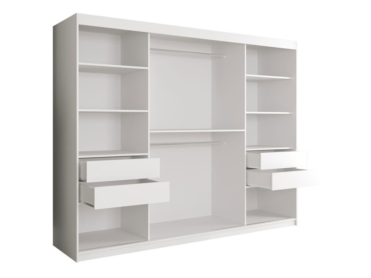 Garderobna omara Hartford 263 (Mat črna + Črni marmor)