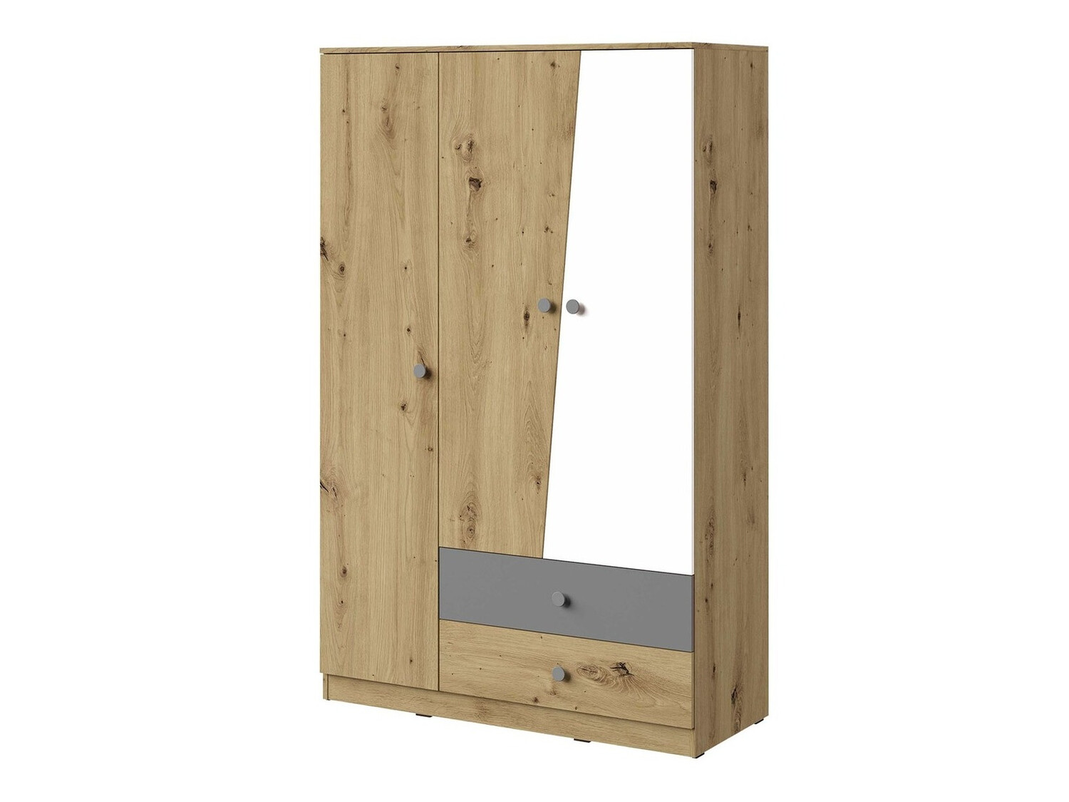 Garderobna omara Almira 102 (Artisan hrast + Bela + Siva)
