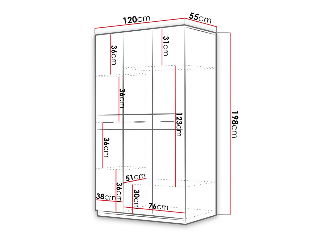 Garderobna omara Campus (Bela + Sijaj bela)