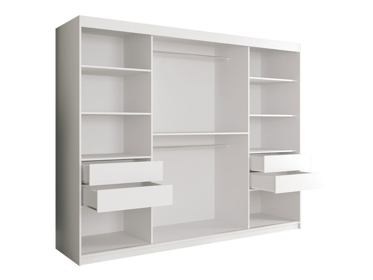 Garderobna omara Hartford 245 (Mat črna + Črni marmor)