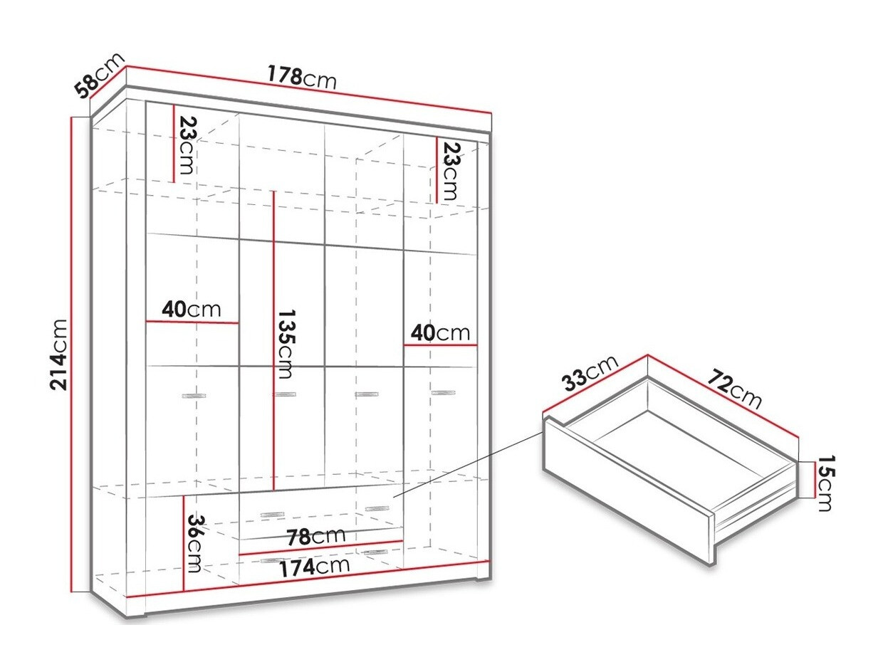 Garderobna omara Serfeno 116 (Temni jasen)
