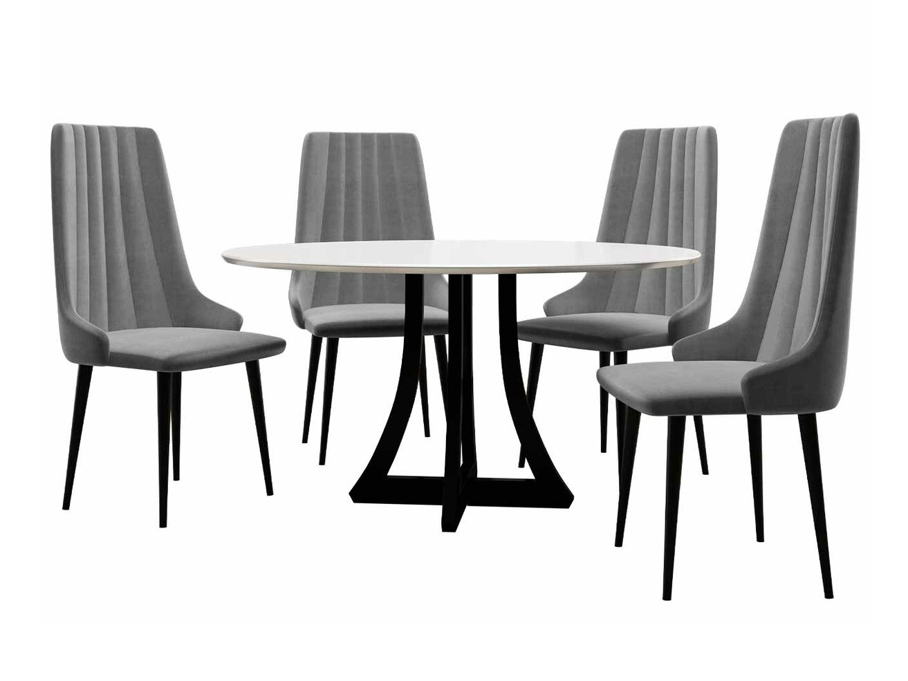 Jedilniški komplet Racine 135 (Sijaj črna + Sijaj bela)