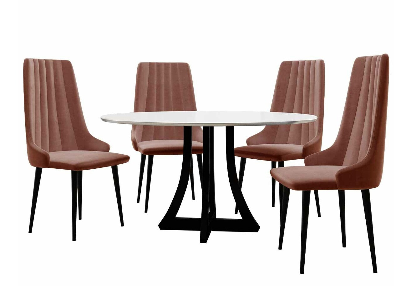 Jedilniški komplet Racine 135 (Sijaj črna + Sijaj bela)